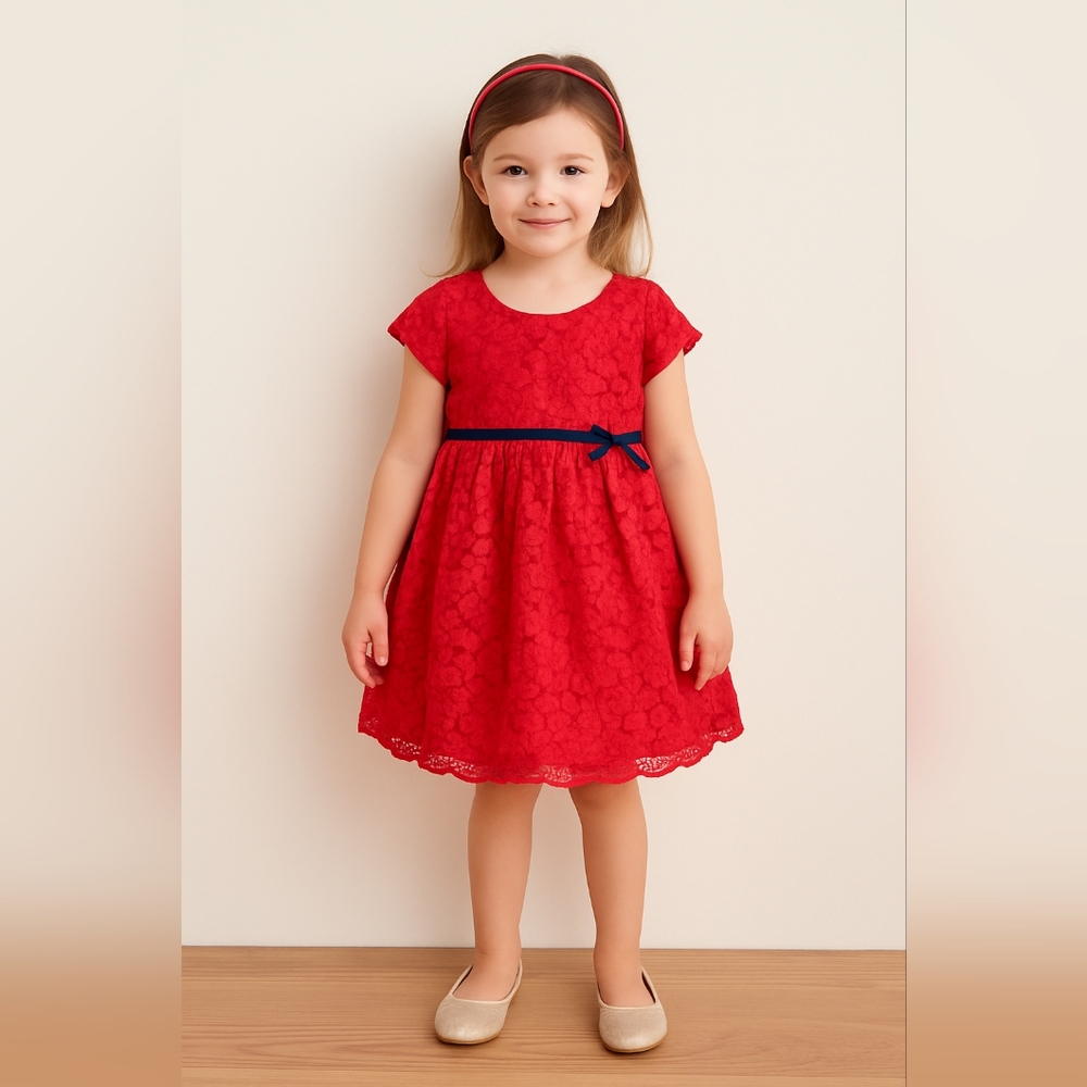 NWOT Red Floral Lace Dress – Kids Size 5Y (New, Never Worn)